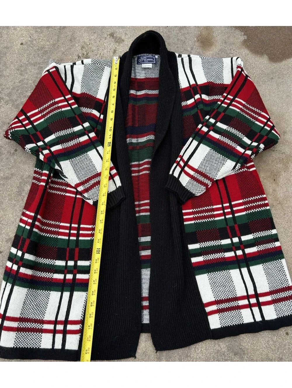 Vintage JJ Browne Womens XL Open Front  Long Sweater Cardigan Christmas Holiday